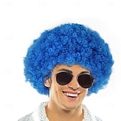 baratos Perucas de Carnaval-Peruca de Carnaval 2026 Rosa Vermelho Preta Encaracolado Afro Curto Peruca sintética para festivais Mardi Gras Parada Cabelo para fantasia de cosplay para Masculino