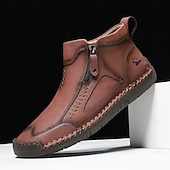 abordables Botines-Botas de senderismo de piel sintética de primera calidad para hombre: calzado resistente con cierre de cremallera para aventuras al aire libre y uso casual.