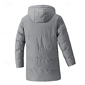 abordables Plumas y parkas de hombre-Hombre Abrigo de invierno Chaqueta acolchada Bolsillo Poliéster Vacaciones Ropa Cotidiana Cita Largo Moda Casual Cómodo Mantiene abrigado Otoño Invierno Color sólido/liso Negro Verde Trébol Gris