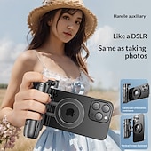 abordables Supports de téléphone-Poignée de support pour smartphone avec trépied, compatible iPhone 15, 14 Pro Max, S23 et S22 Ultra, avec déclencheur Bluetooth et adaptateur pour griffe flash, idéale pour les selfies, vlogs et