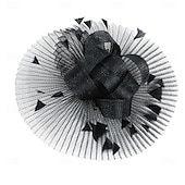 billiga Fascinatorer-Huvudbonad Tyll Fjädrar Fedorahatt cocktail Bröllop Tebjudning Hästrace Elegant Vintage Med Fjäder Hårbonad Huvudbonader