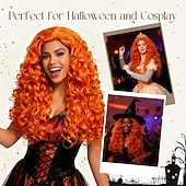 baratos Perucas Históricas-Cabelo comprido, cacheado e ondulado, perfeito para festa de carnaval.