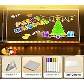 olcso Dísz- és éjszakai világítás-LED-es jegyzettábla színekkel, világító akril üzenőtábla, világító szárazon törölhető tábla masszív állvánnyal, interaktív fénnyel ellátott jegyzettábla, ötletgeneráló fehér tábla