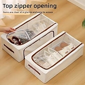 cheap Storage Bags-Foldable Window Shoe Cabinet - Stackable Under-Bed Storage Organizer with Clear Front Compartments, Space-Saving Shoe Rack for Closet, Bedroom, Entryway, Sturdy Construction for Sneakers, Heels, Boots