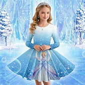 cheap 3D Cartoon Dress-Girls' 3D Graphic Anime Dress Long Sleeve 3D Print Spring Fall Performance Vacation Party Casual Princess Beautiful Kids 4-12 Years Casual Dress A Line Dress Knee-length Regular Fit