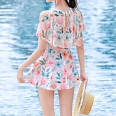 abordables Surfing Tankinis &amp; Bikinis-Mujer Camiseta Protección Solar Surf Traje de baño Bañadores Floral Bañadores Rosa Verde Trébol FPS 50+ Control de barriga Surf Playa Vocación Verano