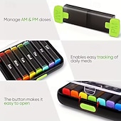 abordables stockage de bagages et de voyage-Pilulier hebdomadaire 7 jours avec 2 compartiments journaliers - format voyage, couvercle facile à ouvrir, plastique résistant, blanc - idéal pour les vitamines et l'huile de poisson &amp;stockage