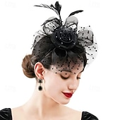 cheap Fascinators-Headdress Feathers Beads Wedding Birthday Elegant Vintage With Rhinestone Headpiece Headwear
