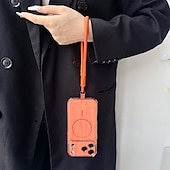 ieftine Carcase iPhone-telefon Maska Pentru iPhone 17 Pro Max 17 Air 16 15 14 Pro Max Plus 13 Pro Max Capac Spate Acceptă încărcarea fără fir cu curea de mână Anti Șoc Retro Placare