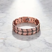 billiga Hemutrustning-herrmagnetiskt armband - tre rader stark magnet - justerbart magnetiskt pärlarmband, elegant smycke i legering som present till pappa, mamma, jul, födelsedag, flera färger, herrmagnetiskt armband