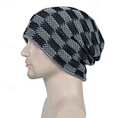 levne Čepice s čepicí-Pánské Unisex Čepice Beanie Zimní čepice Kulichy Pletená čepice Zimní čepice Beanie Černá Khaki Polyester Pletený Prodyšné Útulný Denní nošení Jdeme ven Pléd Větruvzdorné Teplý