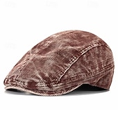 baratos Chapéu para Homem-Homens Boina Chapéu Ascot chapéu de jornaleiro Preto Vinho Veludo Cotelê Jacquard Moda Casual Rua Diário Tecido Ajustável Filtro Solar Respirável
