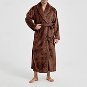 Недорогие Халаты-Муж. Домашняя одежда Ночная рубашка Ночная сорочка Банное платье Полотняное плетение Стиль Удобная обувь Дом Повседневные Хлопок Сохраняет тепло Дышащий V-образный вырез Длинный рукав Осень Зима