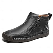 abordables Botines-Botas de senderismo de piel sintética de primera calidad para hombre: calzado resistente con cierre de cremallera para aventuras al aire libre y uso casual.