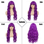 Недорогие Карнавальные парики-Карнавальный парик 2026 Фиолетовый Зеленый Оранжевый Кудрявый Волнистый Длинные Синтетический фестивальный парик Вторник на масляной неделе Парад Волосы для косплей-костюма для Женский