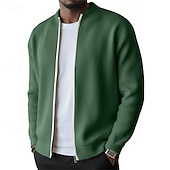 Недорогие Повседневные куртки-Муж. Легкая куртка Вельветовый пиджак Повседневная куртка Отпуск Повседневные Дышащий Карман Весна Осень Полотняное плетение Мода Классика Воротник-стойка Обычная