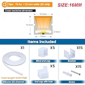 Недорогие LED аксессуары-Система силиконовых светодиодных каналов 16,4 фута/5 м 32,8 фута/10 м белая 14 мм 16 мм водонепроницаемая гибкая неоновая лента для светодиодных лент 10 мм 12 мм (светодиодные ленты не входят в