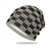 levne Čepice s čepicí-Pánské Unisex Čepice Beanie Zimní čepice Kulichy Pletená čepice Zimní čepice Beanie Černá Khaki Polyester Pletený Prodyšné Útulný Denní nošení Jdeme ven Pléd Větruvzdorné Teplý
