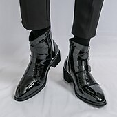 billiga Klädskor-Herrstövlar i vinröda lack i konstläder med tre spännen och krokodilstruktur – trendiga skor för kvällskläder, fester och speciella tillfällen