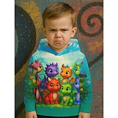 cheap Boy's 3D Animals-Boys' 3D Graphic Dinosaur Hoodie Pullover Long Sleeve 3D Print Spring Fall Sports Fashion Streetwear Kids 4-12 Years Hooded Outdoor Casual Daily Regular Fit
