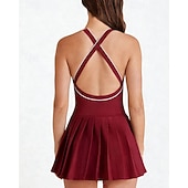 economico Abbigliamento Tennis da donna-Per donna Tinta unita Gonne a pieghe Abito sportivo Vestito all'americana Reggiseno incorporato Traspirante Tennis Atletico Corsa Vestito Nero Bianco Giallo Abbigliamento da tennis