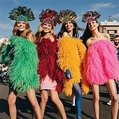 Недорогие Аксессуары-Карнавальная ночь 2026. Рио Карнавальная самба Аксессуары Красный и черный головной убор с перьями для женщин на фестивале Марди Гра - танцевальный аксессуар для фестиваля Бразилия