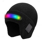 cheap Beanie Headphones-Knitted Headlight Hat New Outdoor LED Lighting Hat USB Rechargeable 1.5-3W Power Supply Battery Button Control Type-C Charging Suitable for Night Cycling and Running Headwe Valentine's Day Gift