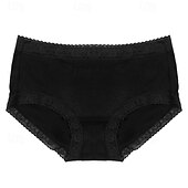 abordables Linge de nuit et détente Femme-Femmes Culottes Culottes Basiques Dentelle Taille ÉlastiqueNightwearCoton Couleur Unie Mode Mignon Noir Rose Claire Beige Printemps &amp; Été Automne &amp; Hiver