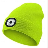 olcso Beanie fejhallgató-Kötött Fejlámpás Sapka Új Kültéri LED Világító Sapka USB Újratölthető 1.5-3W Áramellátás Gombvezérlés Type-C Töltés Éjszakai Kerékpározáshoz és Futáshoz Fejfedő Valentin-napi ajándék