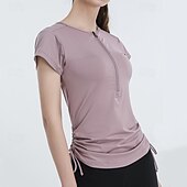 billiga Kvinnors skjorta-Dam Solid färg Träningströja Träningstoppar Elastisk Svettavvisande Andningsfunktion Tennis Pickleball Yoga Rund hals Överdelar Vit Rosa Blå Tenniskläder