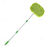 cheap Cleaning Supplies-2 in 1 Car Cleaning Brush Mop Extendable Chenille Car Wash Duster Soft Bristle Cleaning Sponge Glove Tool for Dust Dirt Snow Removal Vehicle Care