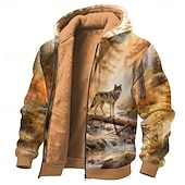 tanie Kaptury myśliwskie-Męskie Jeleń Polar Bluza z Kapturem Ceket Bluzy Klasyczny Wojsko Polowanie Półgolf Na zewnątrz Kemping Brązowy Brązowy 2 Brązowy 3 Zapiąć na zamek błyskawiczny Jesień Zima Projektant S M L XL 2XL 3XL