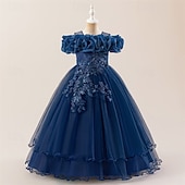 halpa Juhlamekot-Lapset Tyttöjen Mekko Juhlamekko Yhtenäinen väri Hihaton Muodollinen Suoritus Erikoistilaisuus Pitsi Silmukka Muoti Päivittäin Prinsessa Polyesteri Maxi Juhlamekko Kellomekko Tyllimekko Kesä Kevät 4