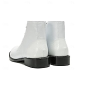 halpa Ensiluokkaiset nahkasaappaat-Miesten valkoiset aidosta nahasta valmistetut nauhalliset nilkkurit - tyylikäs ja elegantti muotoilu, ihanteellinen juhlatilaisuuksiin, toimistokäyttöön ja trendikkääseen arkeen