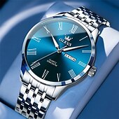 abordables Montres à quartz-La nouvelle montre business pour homme Olevs est dotée d&#039;un affichage lumineux de la date et du jour avec index romains, d&#039;un bracelet en acier, d&#039;une technologie à quartz et d&#039;une élégance