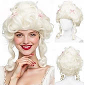  Platinablondi peruukki lyhyet kiharaiset viktoriaanisen pesän kuningatar cosplay-asupuruukki karnevaali festivaalijuhliin