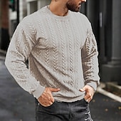 voordelige pullover voor heren-Voor heren Trui Kabel gebreide trui Kabel breien Normale tops Gebreid Strakke pasvorm Effen Strakke ronde hals Gebreid Hedendaagse Casual Alledaagse kleding Kleding Herfst winter Donkergroen M L XL