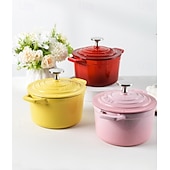 baratos Utensílios de cozinha-Panela de ferro fundido esmaltada mini de 1 litro