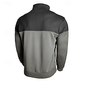 cheap Basic Sweatshirts-Men's Sweatshirt Waffle Sweatshirt Pullover Quarter Zip Sweatshirt Blue Army Green Burgundy Brown Khaki Standing Collar Plain Patchwork Color Block Textured Sports &amp; Outdoor Casual Daily Streetwear