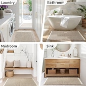 levne Koupelnová rohož-Vaflová koupelnová předložka, boho koupelnové koberečky, protiskluzové, pratelné, super savé a rychleschnoucí, malé koupelnové předložky, farmářská koupelnová dekorace, 18'' x 30'', khaki a bílá