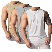 baratos Tops de ginásio-Homens Malha Íntima Colete Camiseta Interior camisa sem manga Sem Manga Decote V Decote Redondo Verão Tecido Moda Clássico Confortável 3 Peças Multi-pack Rua Casual Esportes A B C Top Tee para Homens