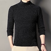 preiswerte Herrenpullover-Herren Pullover Strickpullover Gerippt Stricken Normale Oberteile Gestrickt Einfach Rollkragen Mode Basic Urlaub Alltagskleidung Bekleidung Herbst Winter Schwarz Kaffee M L XL