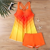 abordables Tankinis-Mujer Bañadores 2 piezas Bermudas Traje de baño Espalda al Aire Vacaciones Ropa de playa Graphic Escote Redondo Sin Mangas Trajes de baño