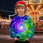 billiga Pojkens 3D Vision &amp; Geometri-Pojkar 3D Grafisk Geometrisk 3D Print Tröja Långärmad Vår Höst Mode Grundläggande Barn 4-12 år Rund hals Utomhus Ledigt Dagligen Normal
