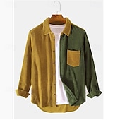 billiga Smart Casual skjortor för män-Herr Skjorta Casual skjorta Manchesterskjorta Knapp upp skjorta Blå Gul Rubinrött Marinblå Grön Långärmad Nedvikt Ledigt Utomhus Färgblock Kläder Vintage Mode Smart Casual
