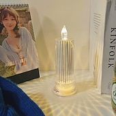 tanie Dekoracyjne światła-Elektroniczna Świeca Światło Elektryczna Świeczka Sztuczna Podstawka Świecy Długo Paląca Się Świeca Glitrowa Lampka Pamięci Świeca Bezpłomieniowa Światło Okienne Plastikowa Romantyczna