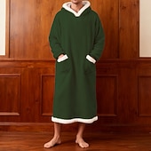 cheap Men's Robes-Men's Pajamas Sleepwear Bath Gown Plain Fashion Stylish Classic Home Daily Bed Sherpa Polyester Thermal Warm Comfort Soft Hoodie Long Sleeve Pocket Summer Spring Blue Light Pink