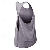 abordables Chemise pour femmes-Femmes Couleur Unie Débardeur Tee Shirt Fitness Ample Élastique Évacuation de la transpiration Respirant Tennis Pickleball Yoga Col ras du cou Top Noir Bleu Violet Vêtements de tennis