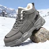 baratos Inverno e botas de neve-Botas de inverno masculinas bege – duráveis e confortáveis, com forro quente, perfeitas para viagens de inverno, caminhadas e atividades ao ar livre.