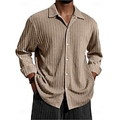 abordables chemise boutonnée pour homme-Homme Chemise Décontractée bleu marine manche longue Couleur Unie / Unie Revers Tenue quotidienne Basique Vêtement Tenue Traditionnel / Classique